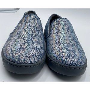 Vionic Avery Pro Blue Silver Metallic Slip On Waterproof Sneaker Comfort 7.5W